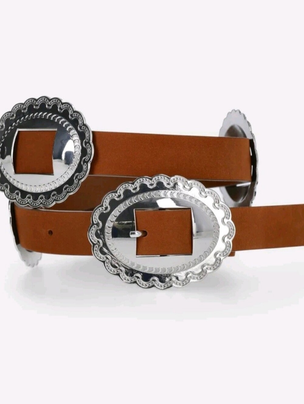 Kacey Lee Women's Leather Belt with Decorative Conchos